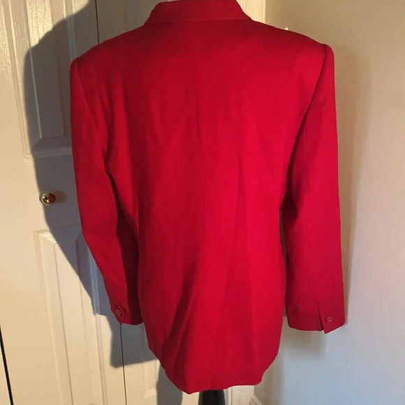 Oleg Cassini Vintage Wool Classic Red Blazer - Picture 3 of 7